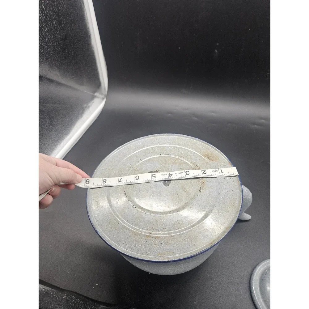 Large Blue Spatterware Enamel Tea Kettle